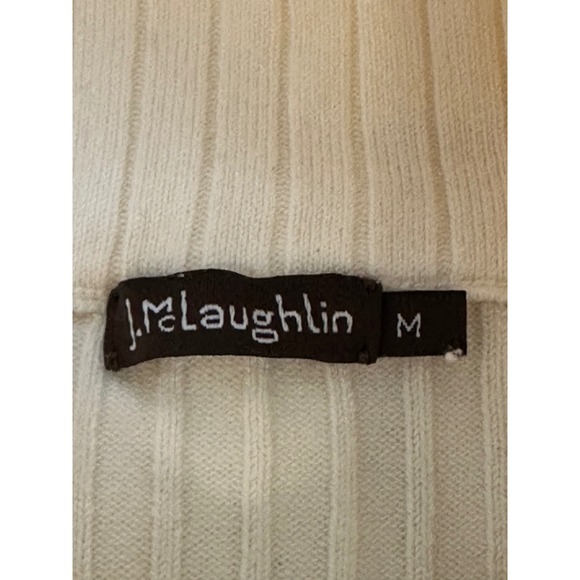 J. McLaughlin Arlette Ribbed Turtleneck Sweater Size M Ivory Button Cuff - Picture 7 of 8